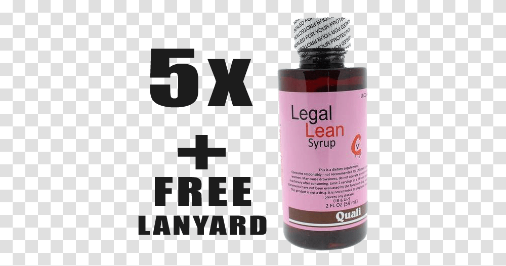 Legal Lean Cherry Syrup LanyardData Large Image Cosmetics, Bottle, Seasoning, Food, Label Transparent Png