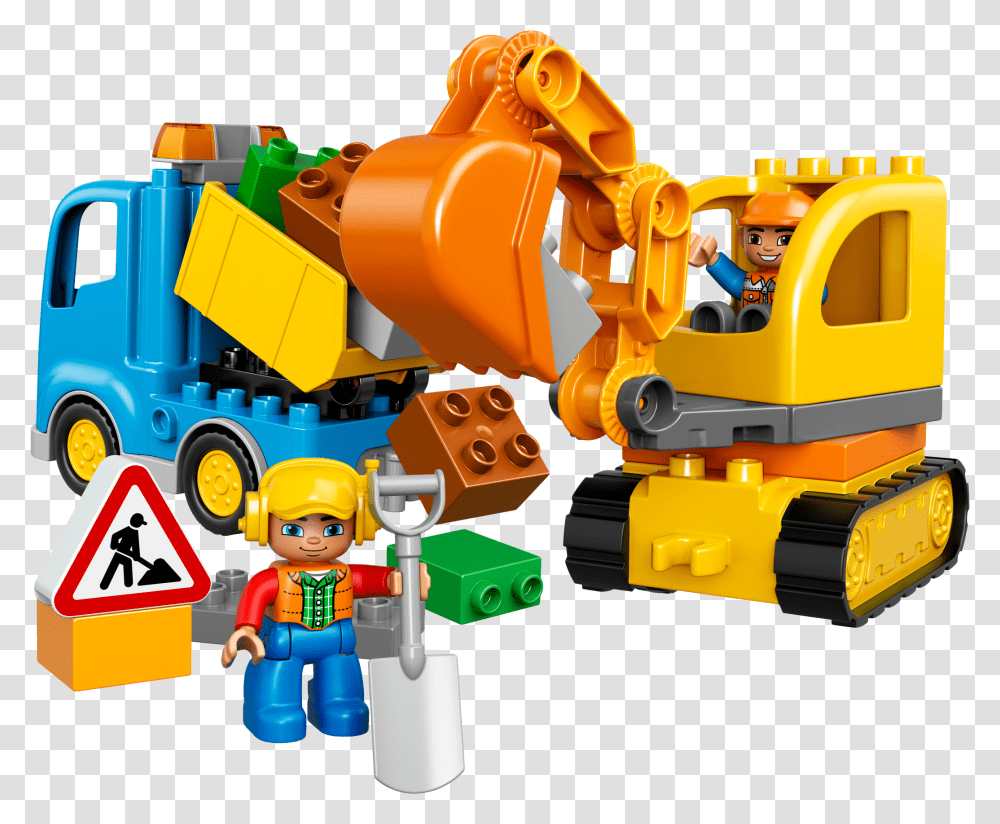 Lego Truck Tracked Excavator Download Duplo, Tractor, Vehicle, Transportation, Bulldozer Transparent Png