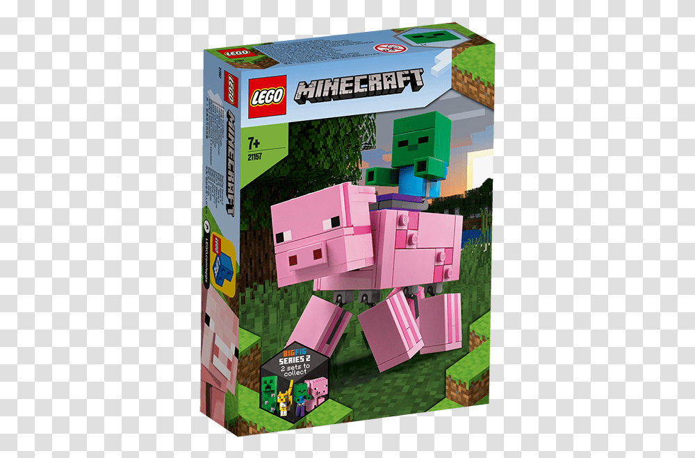 Lego 21157 Minecraft Bigfig Pig With Baby Zombie Minecraft Xbox 360 Edition, Diagram, Toy, Floor Plan Transparent Png