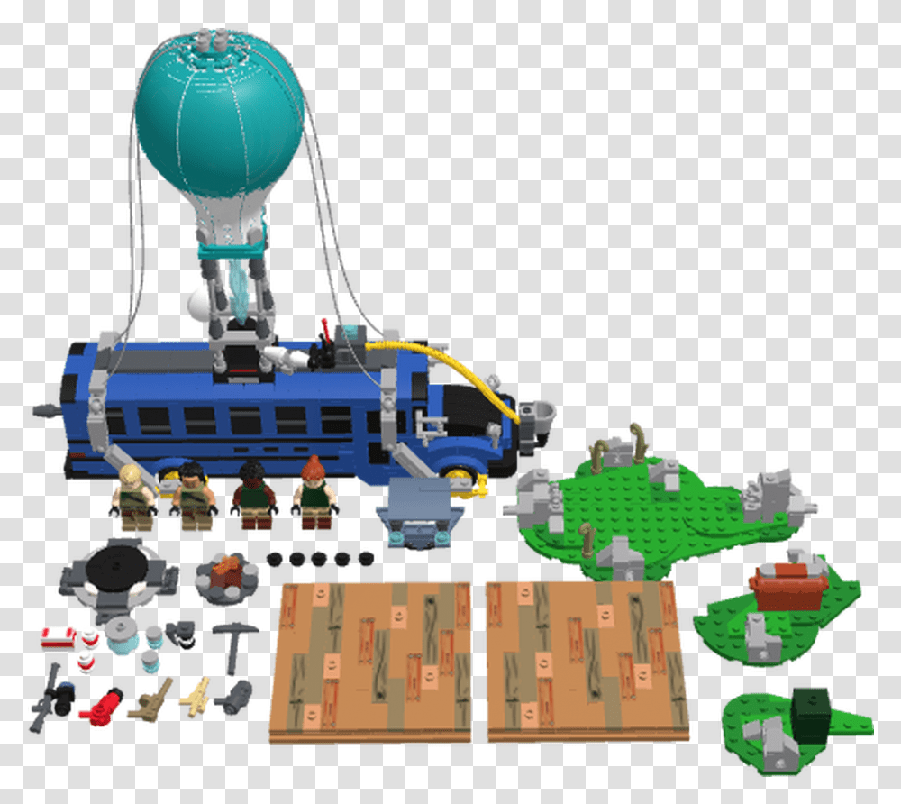 Lego Bus Machine Royale Fortnite Battle Lego Fortnite Sets, Toy, Robot, Person, Vehicle Transparent Png