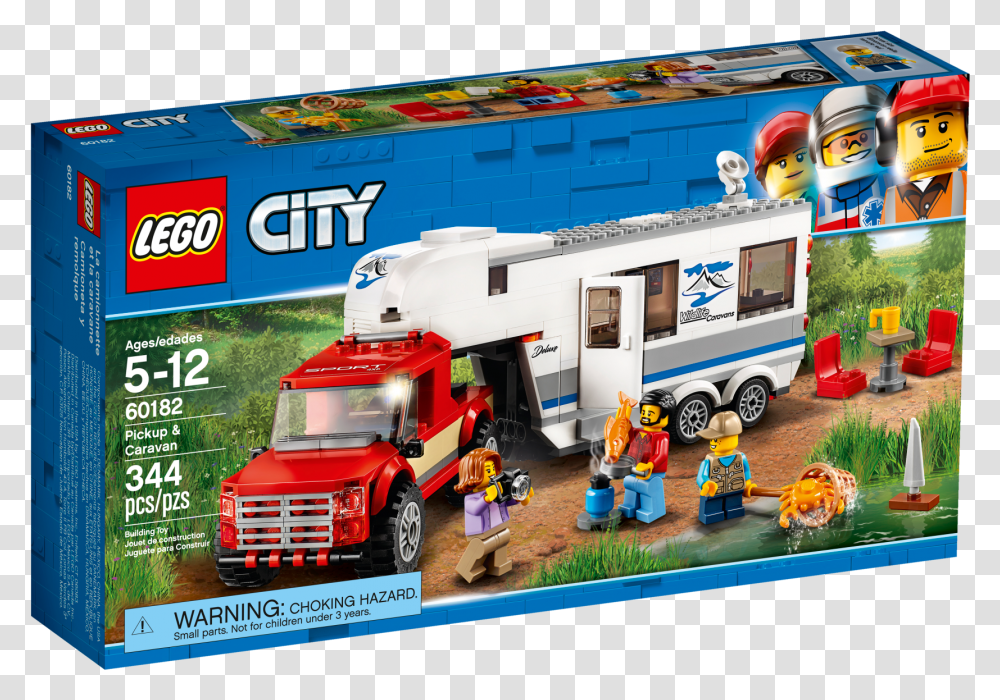 Lego City Pickup Amp Caravan, Vehicle, Transportation, Person, Truck Transparent Png