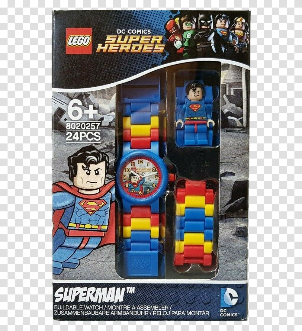 Lego Dc Comics Super Heroes Superman Kids Minifigure Orologio Lego Superman, Person, Wristwatch, Clock Tower, Building Transparent Png