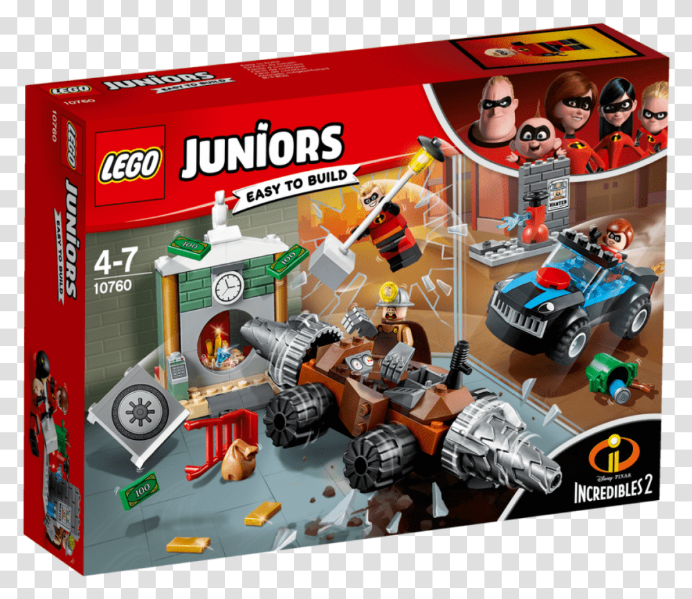 Lego Juniors Incredibles 2 Underminer Bank Heist, Race Car, Sports Car, Vehicle, Transportation Transparent Png