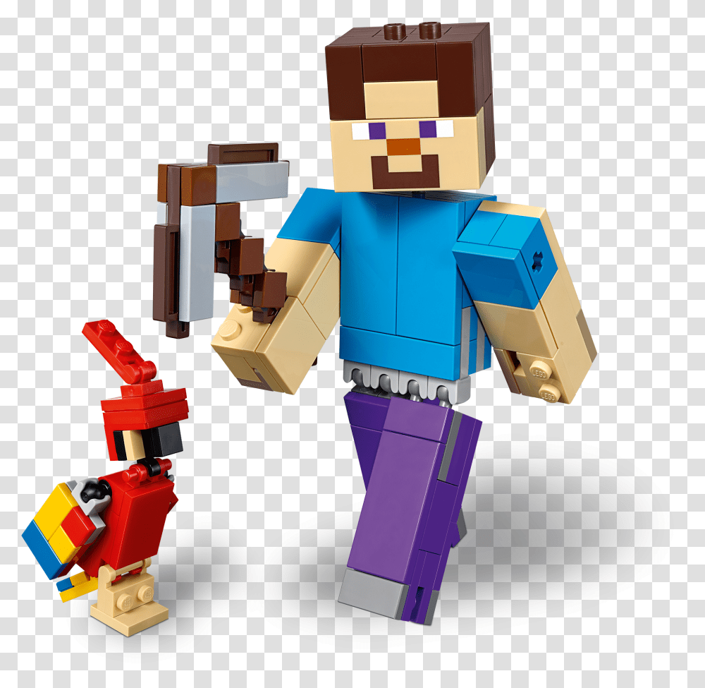 Lego Minecraft Steve Bigfig, Toy, Robot Transparent Png