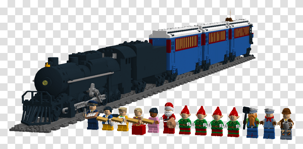 Lego Polar Express Train, Locomotive, Vehicle, Transportation, Person Transparent Png