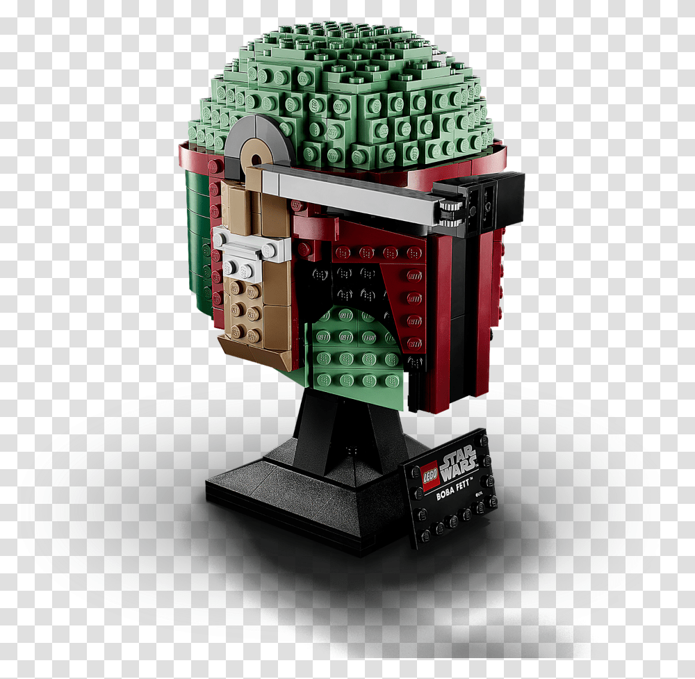 Lego Star Wars Helmet Boba Fett, Green, Stand, Liquor Transparent Png