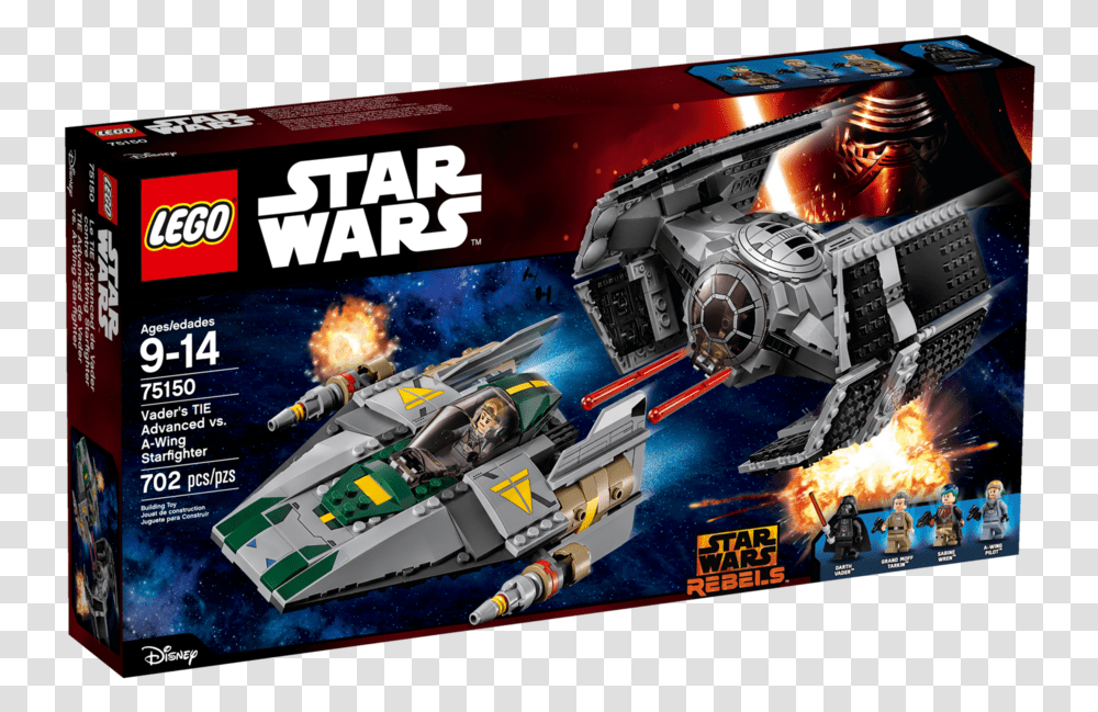 Lego Star Wars Vader's Tie Advanced Vs, Spaceship, Aircraft, Vehicle, Transportation Transparent Png