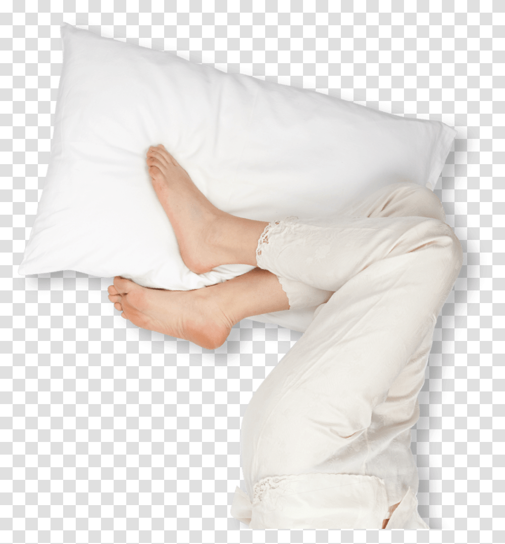 Legs Of Person Sleeping Sitting, Pillow, Cushion, Diaper, Heel Transparent Png