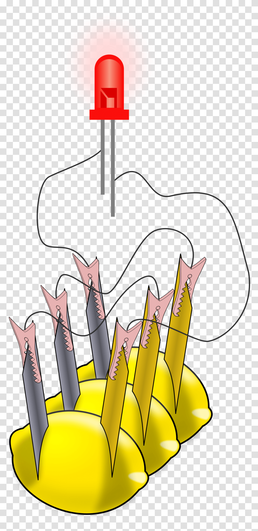 Lemon Battery With Copper Wires, Drawing Transparent Png