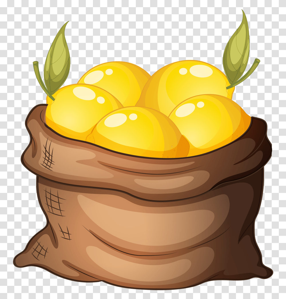 Lemon Clip Art And Food Clipart Bag Of Apples Cartoon, Plant, Birthday Cake, Dessert, Helmet Transparent Png