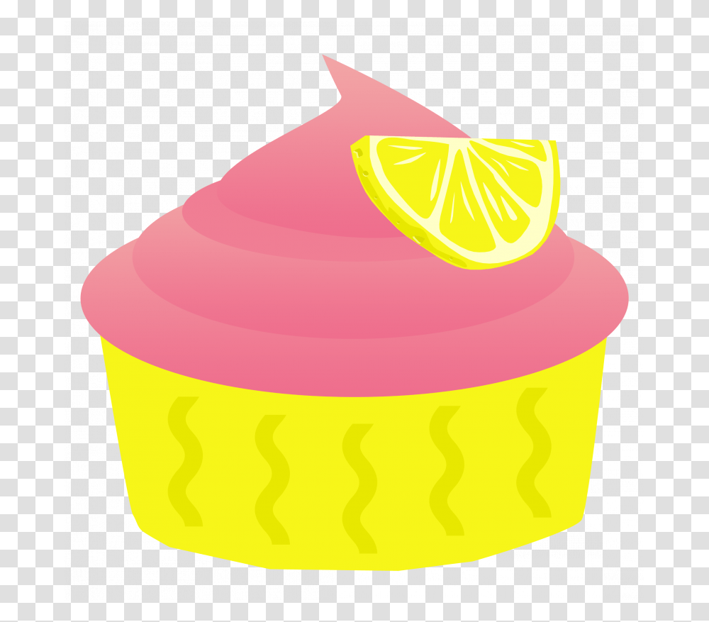 Lemon Clipart Lemon Cupcake Pink And Yellow Cupcake Clipart, Cream, Dessert, Food, Creme Transparent Png