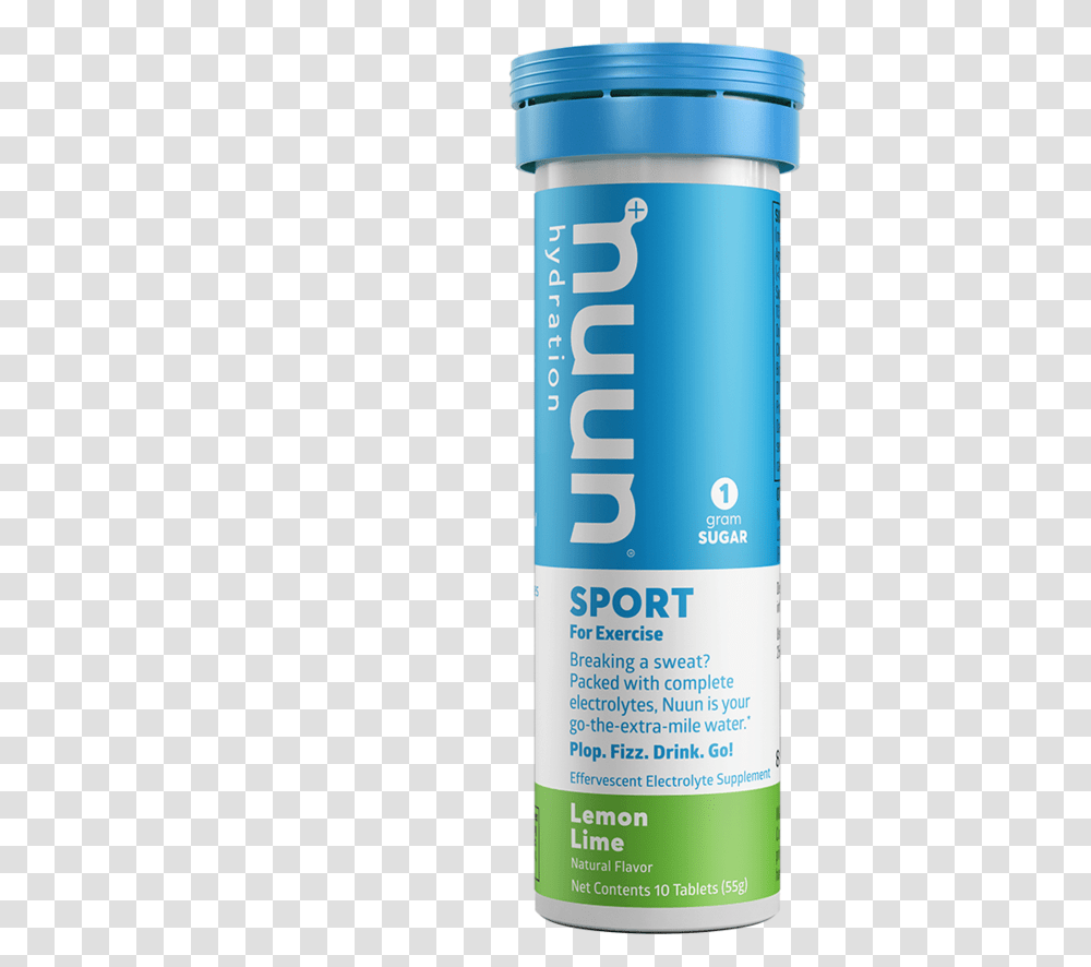 Lemon Lime Electrolyte Hydration Tablets Nuun Sport, Bottle, Shaker, Aluminium, Label Transparent Png