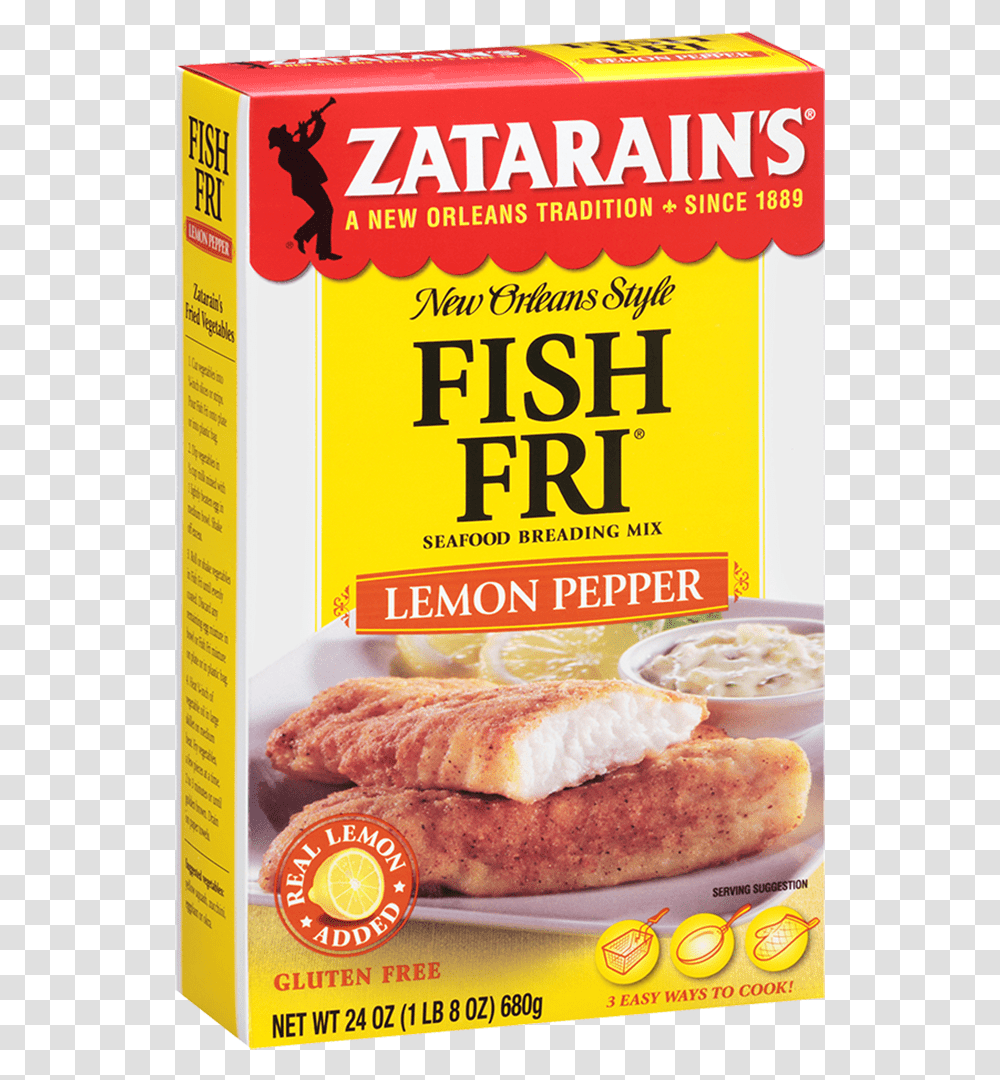 Lemon Pepper Fish Fri Zatarain's Lemon Pepper Seasoned Fish Fry, Food, Breakfast, Hot Dog, Meal Transparent Png