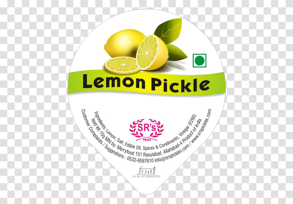 Lemon Sweet Pickle Lemon Sweet Pickle Lemon Pickle Label Design, Plant, Citrus Fruit, Food, Lime Transparent Png