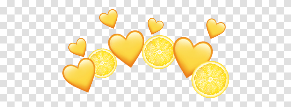Lemons Yellow Pink Aesthetic Stickers Heart Crown Yellow Heart Crown, Citrus Fruit, Plant, Food, Orange Transparent Png