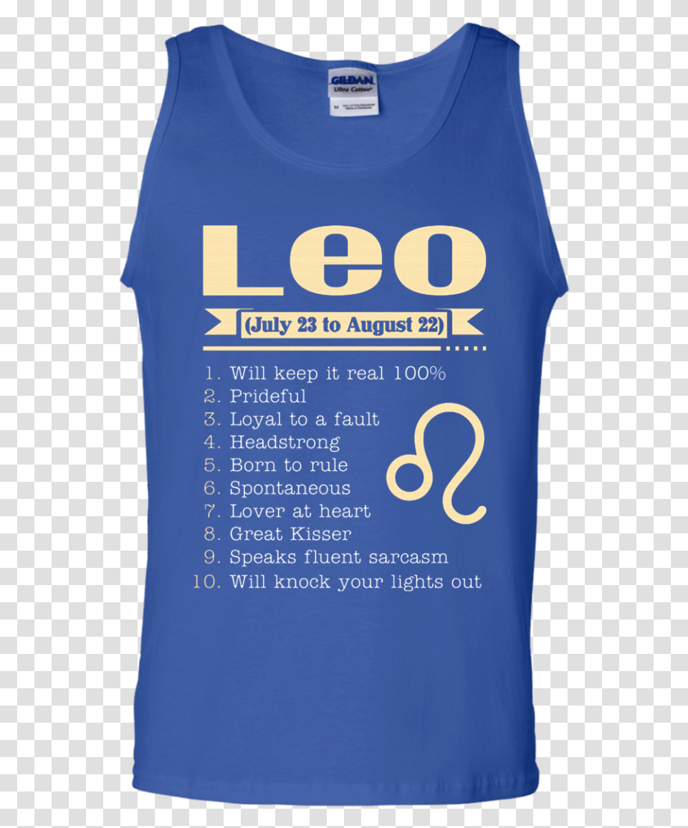 Leo Zodiac Signs August Birthday Tank Top T Shirt, Book, Apparel, T-Shirt Transparent Png