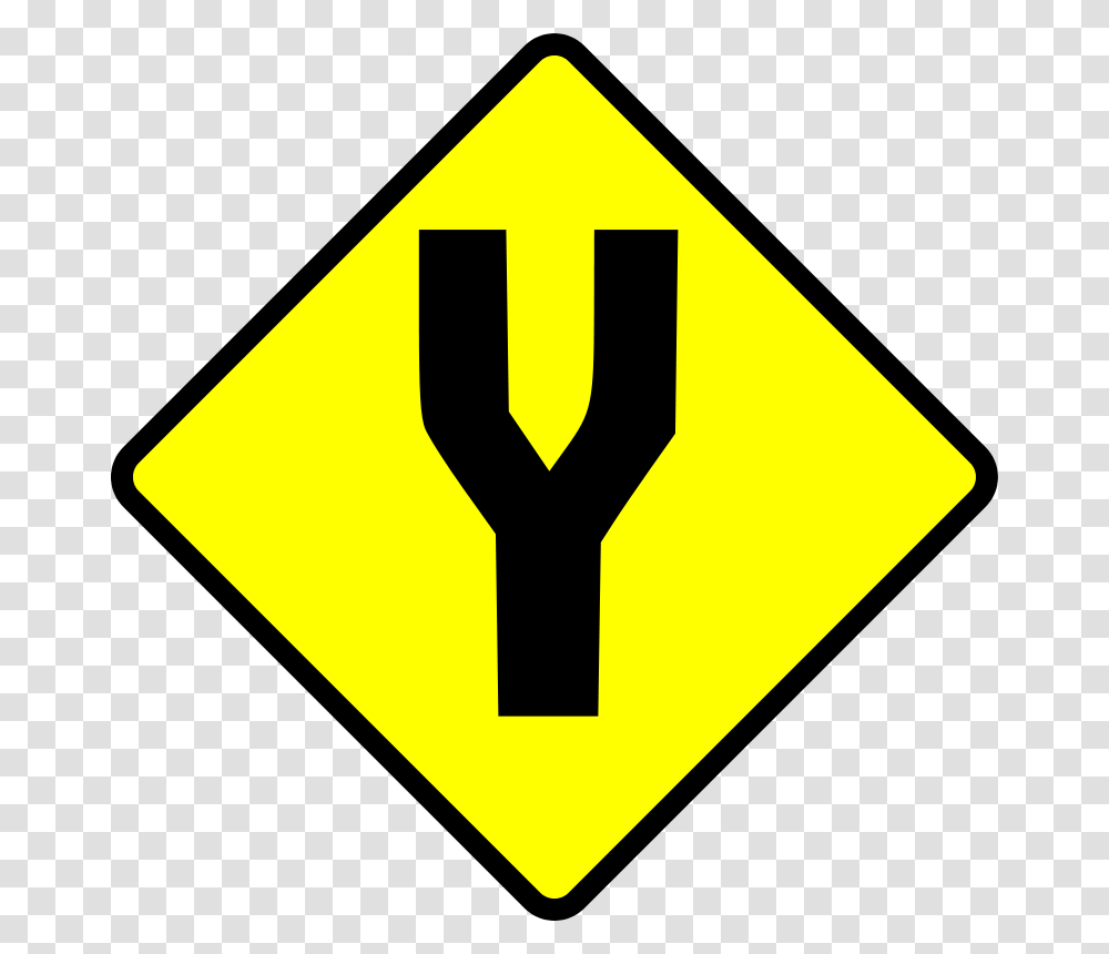 Leomarc Caution Fork In Road, Transport, Road Sign, Stopsign Transparent Png