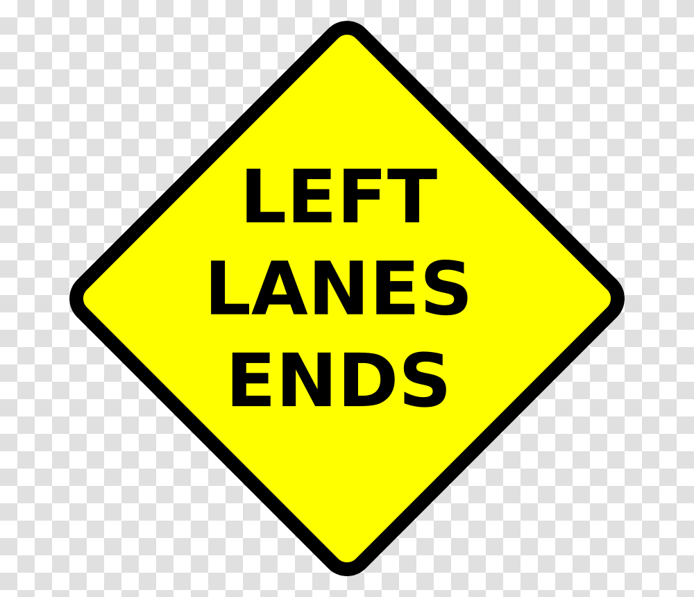 Leomarc Caution Left Lane Ends, Transport, Road Sign, First Aid Transparent Png