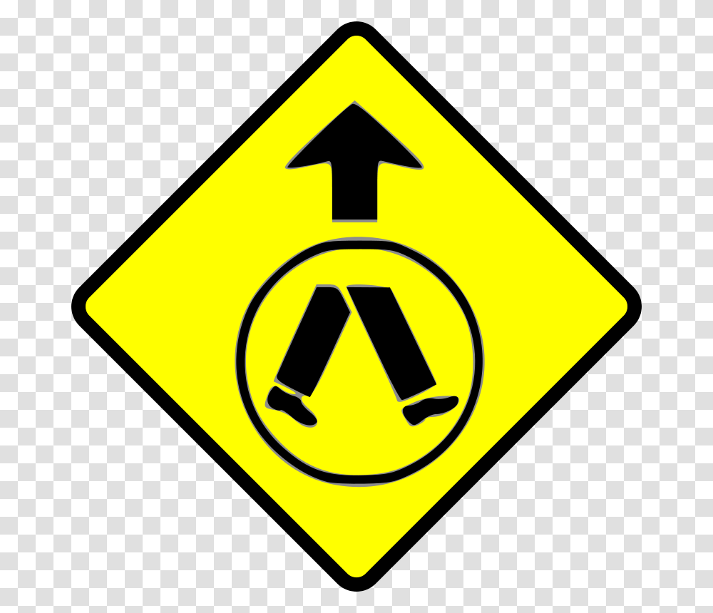 Leomarc Caution Pedestrian Crossing, Transport, Sign, Road Sign Transparent Png