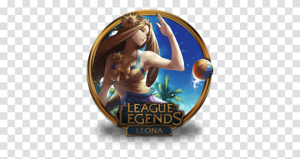 Leona Pool Party Unoff Icon League Of Legends Gold Border League Of Legends Summer Skins, Person, Human, Disk, Dvd Transparent Png