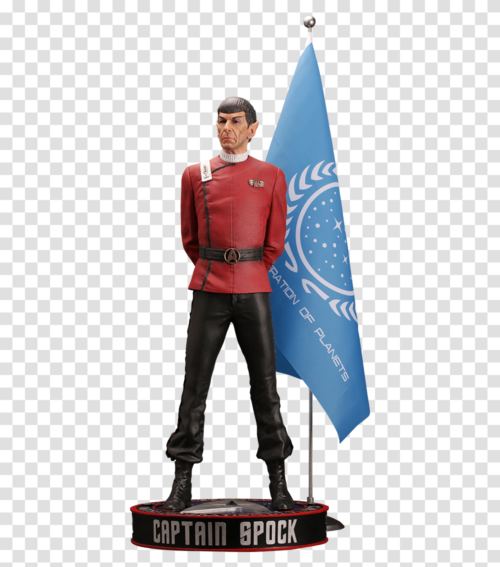 Leonard Nimoy As Captain Spock 1 Star Trek Statue, Clothing, Person, Coat, Suit Transparent Png
