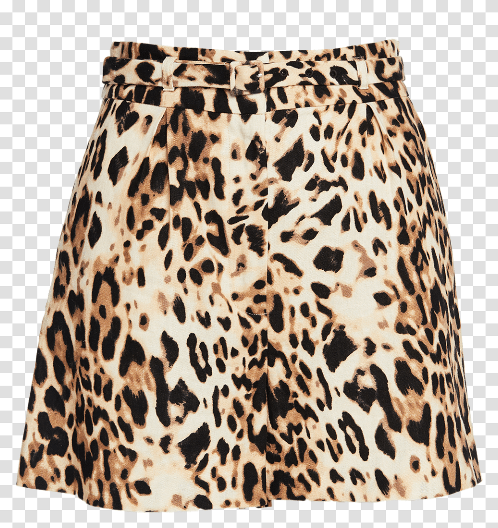Leopard Linen Short In Colour Butterum Miniskirt, Apparel, Rug, Long Sleeve Transparent Png