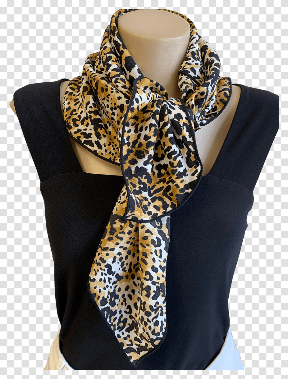 Leopard Print Scarf Scarf, Clothing, Apparel, Stole, Person Transparent Png