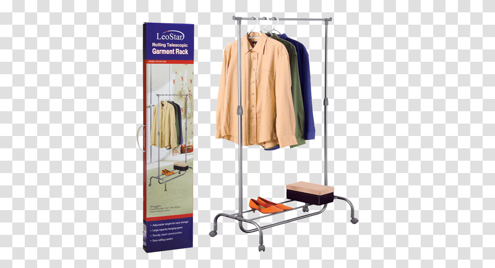 Leostar Cd 1220 Rolling Telescopic Garment Rack Clothes Hanger, Furniture, Closet, Wardrobe Transparent Png