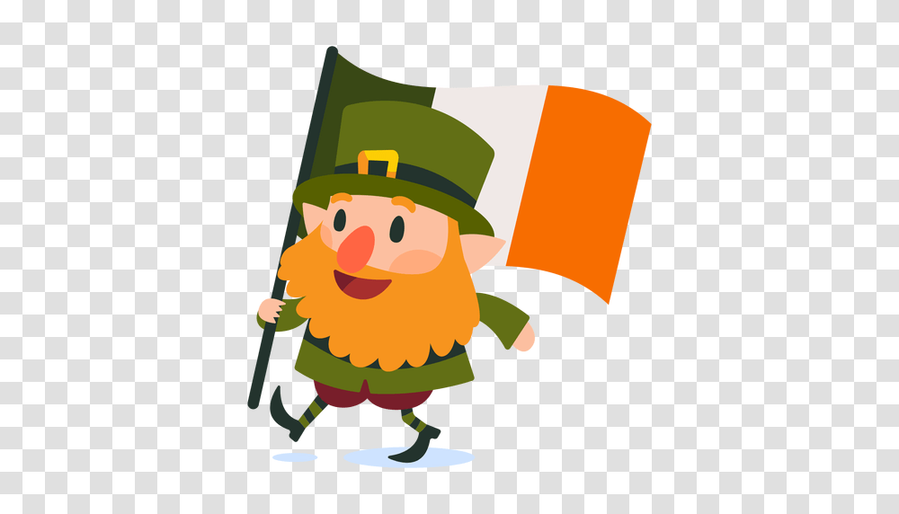 Leprechaun Carrying Irish Flag Cartoon, Elf, Face, Plant, Portrait Transparent Png