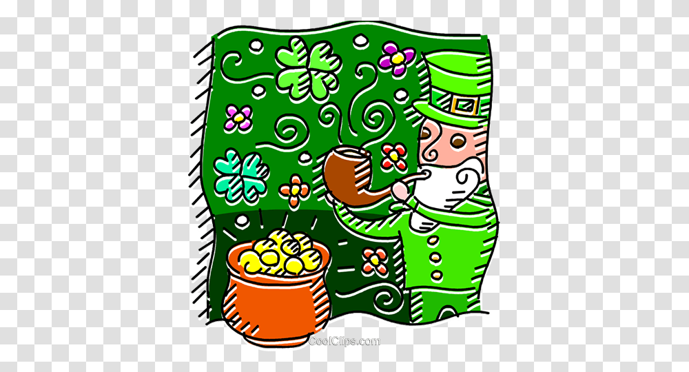 Leprechaun Smoking Pipe And Pot Of Gold Royalty Free Vector Clip, Tree, Plant, Doodle, Drawing Transparent Png