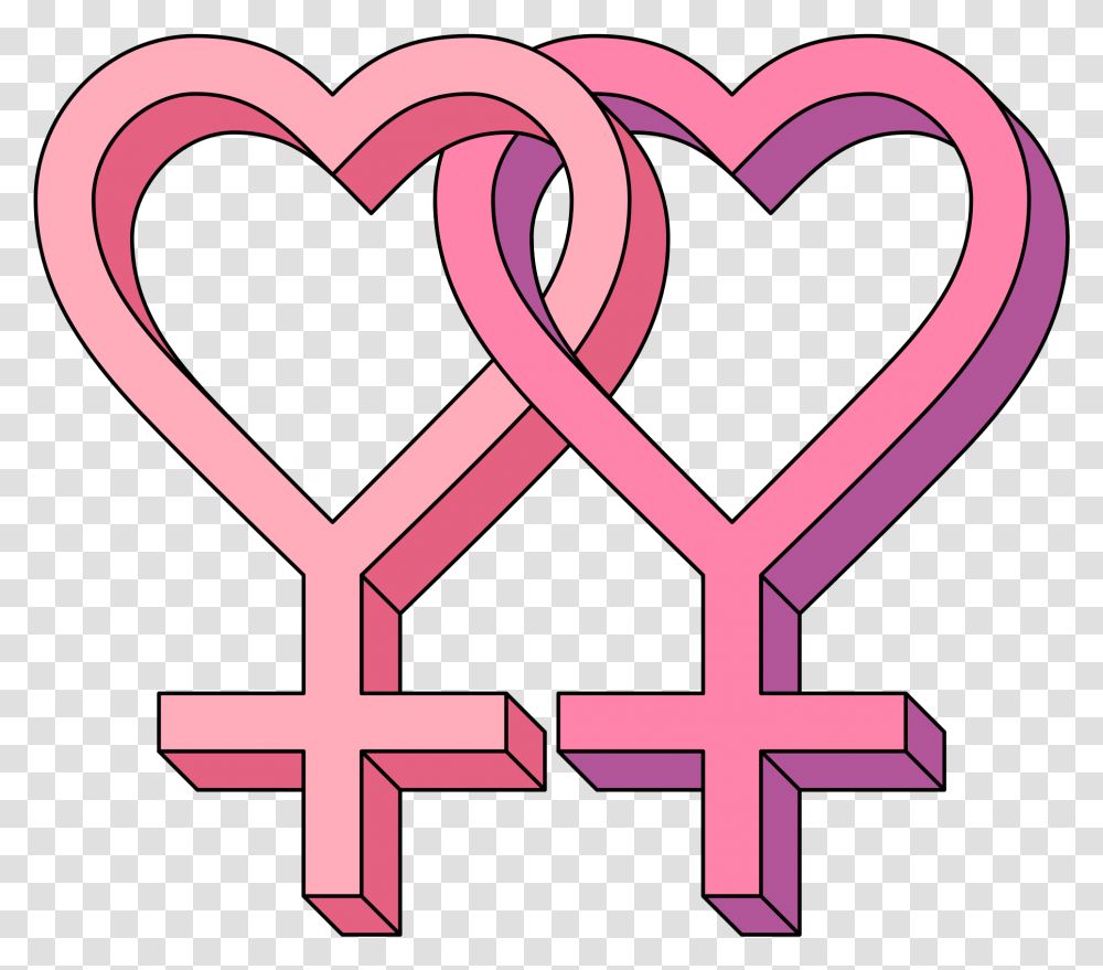 Lesbian Heart Symbol Lesbian Symbol Heart, Purple, Cross, Knot Transparent Png