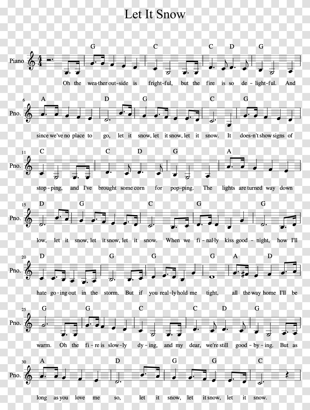 Let It Snow Chords Score Flores Del Alma Sheet Music, Gray, World Of Warcraft Transparent Png