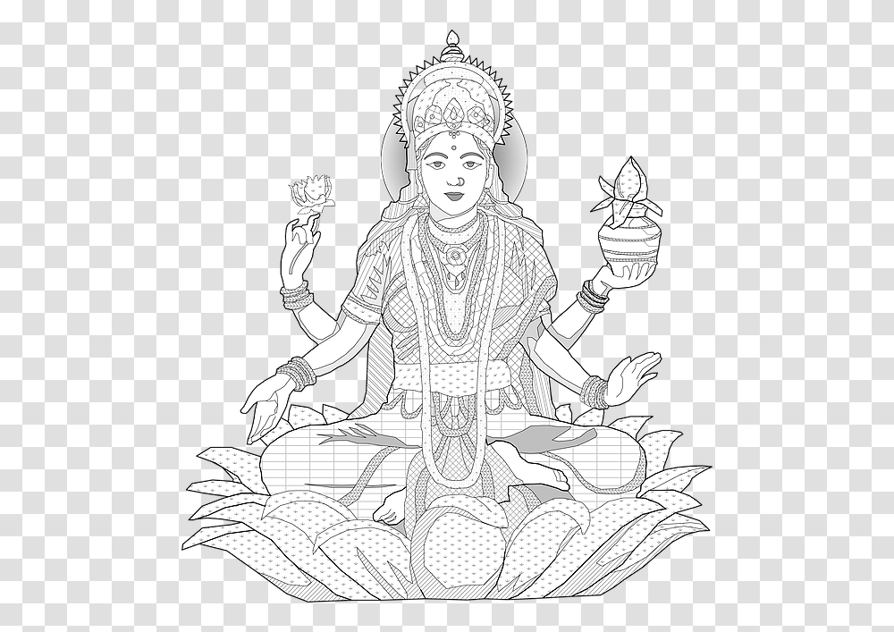 Let Us Now Move Into The Vibration Of The Goddess Lakshmi Illustration, Person, Human, Drawing Transparent Png