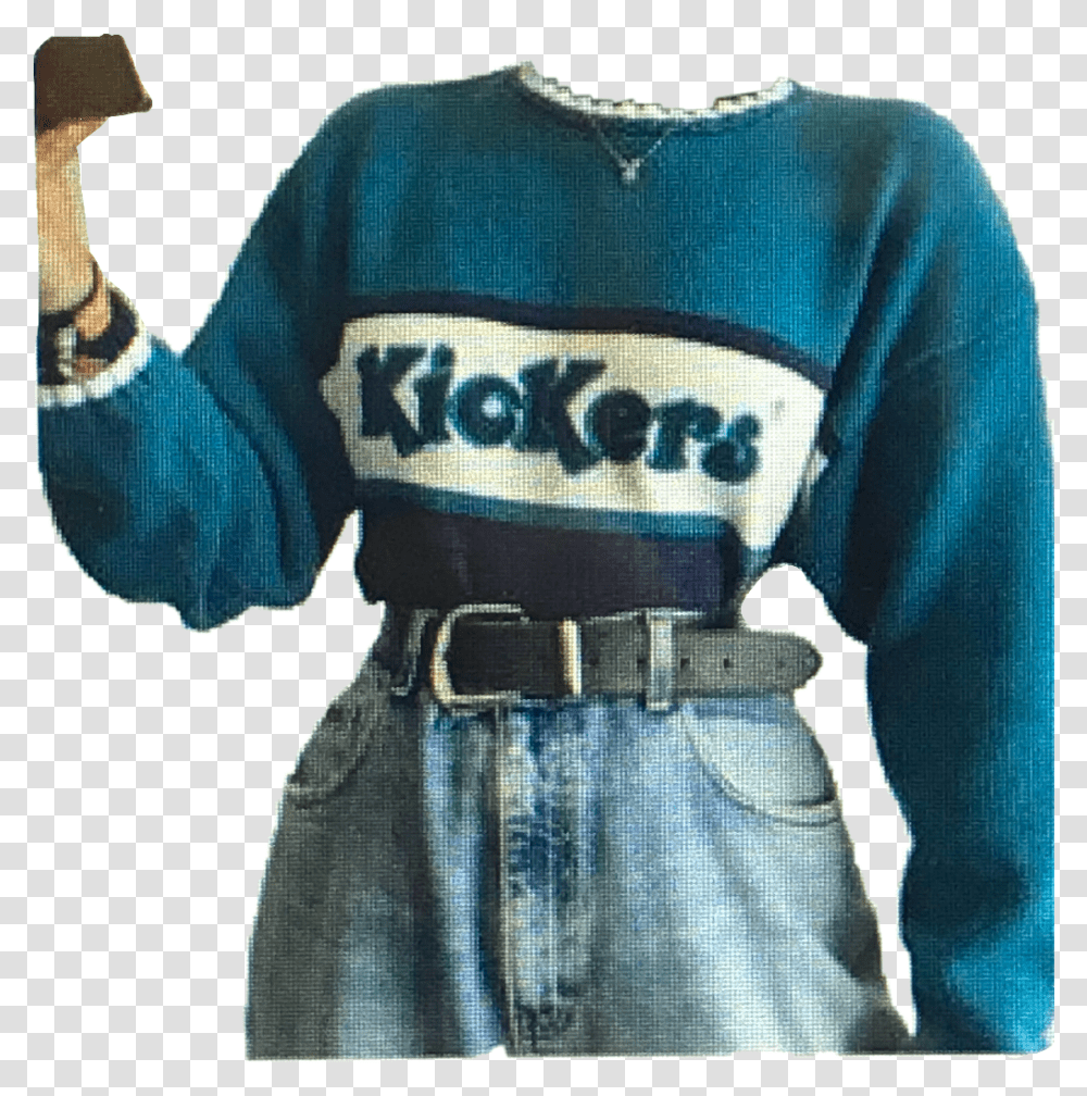 Lets Go An Kick It Tumblr Outfit Cute Cool Blu Retro Outfits Retro, Sleeve, Long Sleeve, Person Transparent Png
