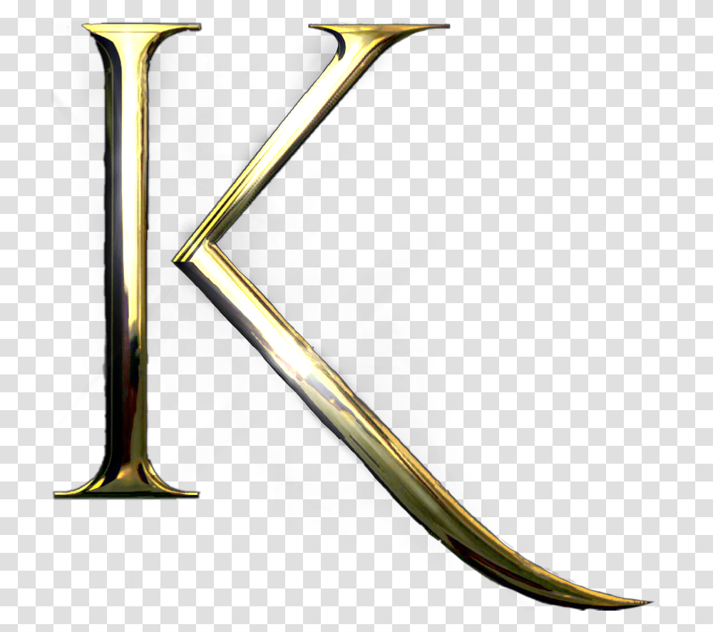 Letter Alphabet K K Gold Shine Glare Decal Weapon, Weaponry, Blade, Sword Transparent Png