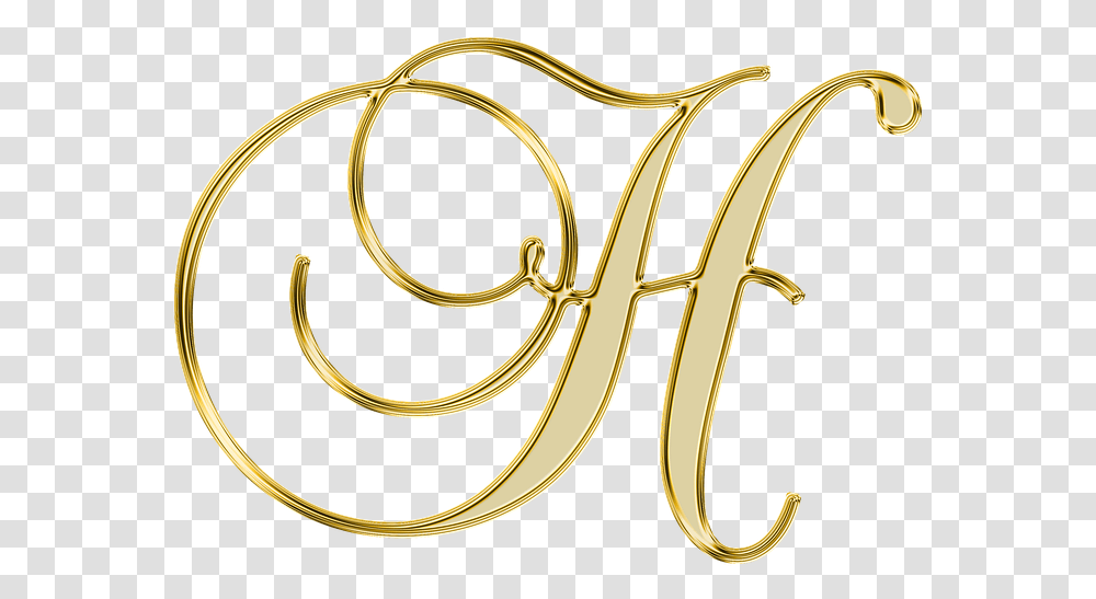 Letter H In Gold, Label, Calligraphy, Handwriting Transparent Png