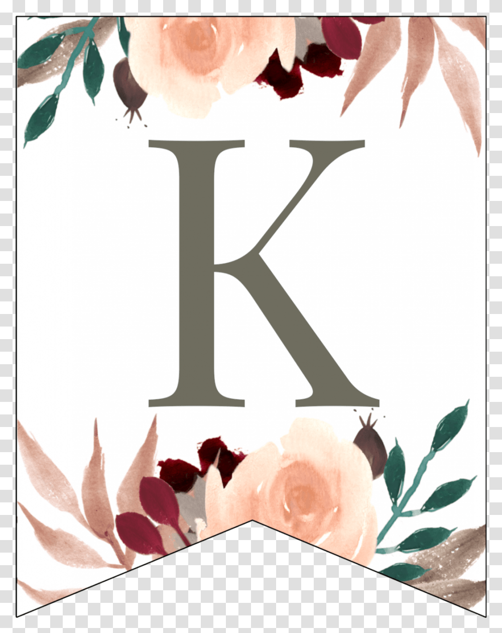 Letter K Penant Flag With Pink Green Brown And Burgandy Koala Living, Plant, Flower, Leaf Transparent Png