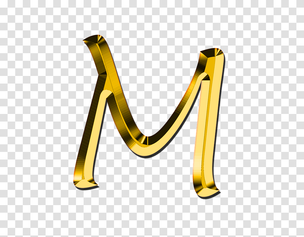 Letter M, Alphabet, Axe, Tool, Gold Transparent Png