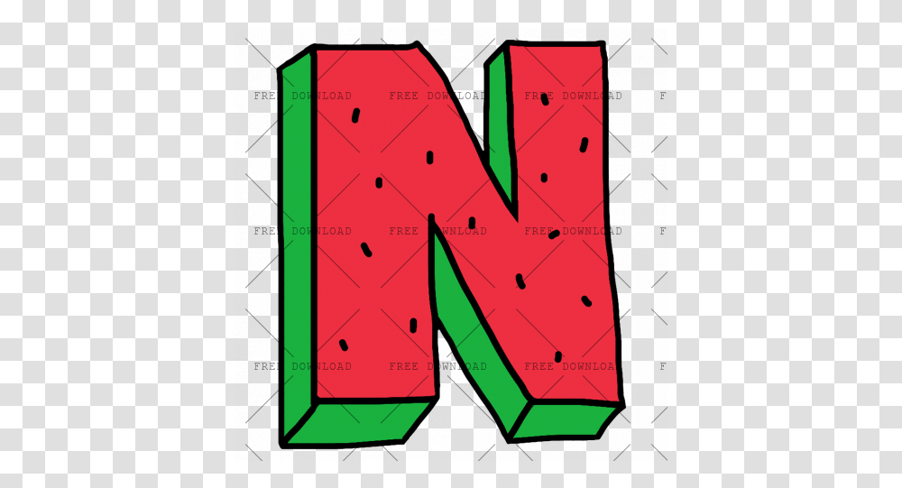Letter N Cc Image With Watermelon Letter N, Text, Number, Symbol, Alphabet Transparent Png