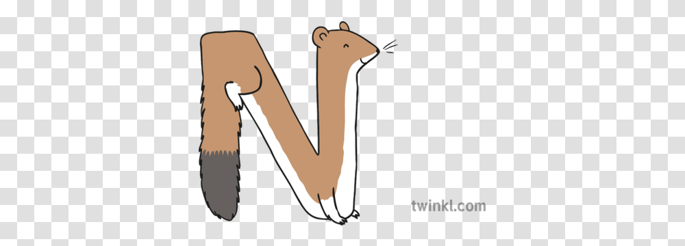 Letter N Weasel Romanian Alphabet Animals Copy Illustration Romanian Weasel, Clothing, Apparel, Text, Hand Transparent Png