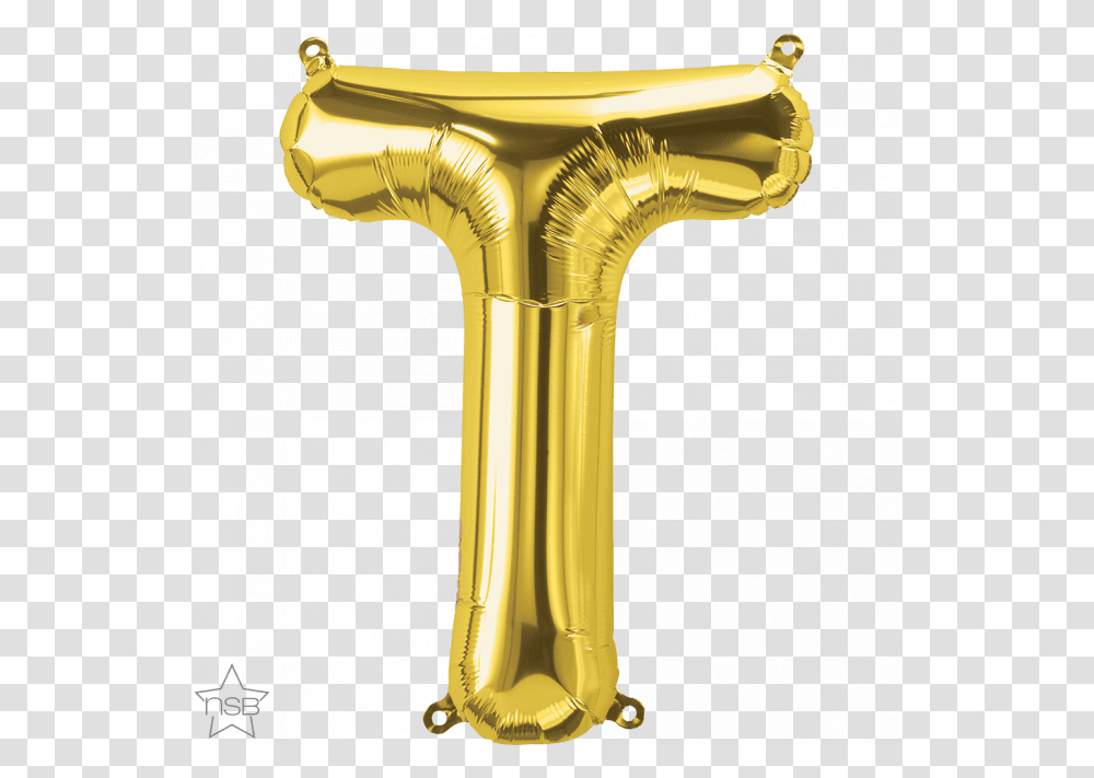 Letter T Gold Shape Qualatex Foil Balloon North Letter T Foil Balloon, Cane, Stick, Sink Faucet, Hammer Transparent Png