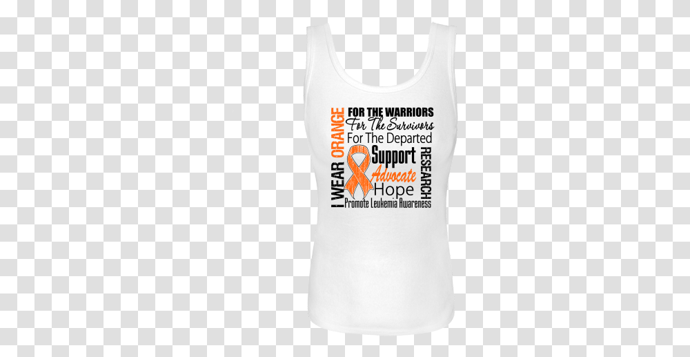 Leukemia I Wear Orange Ribbon Tribute White Women's Active Tank, Clothing, Apparel, Undershirt, Tank Top Transparent Png