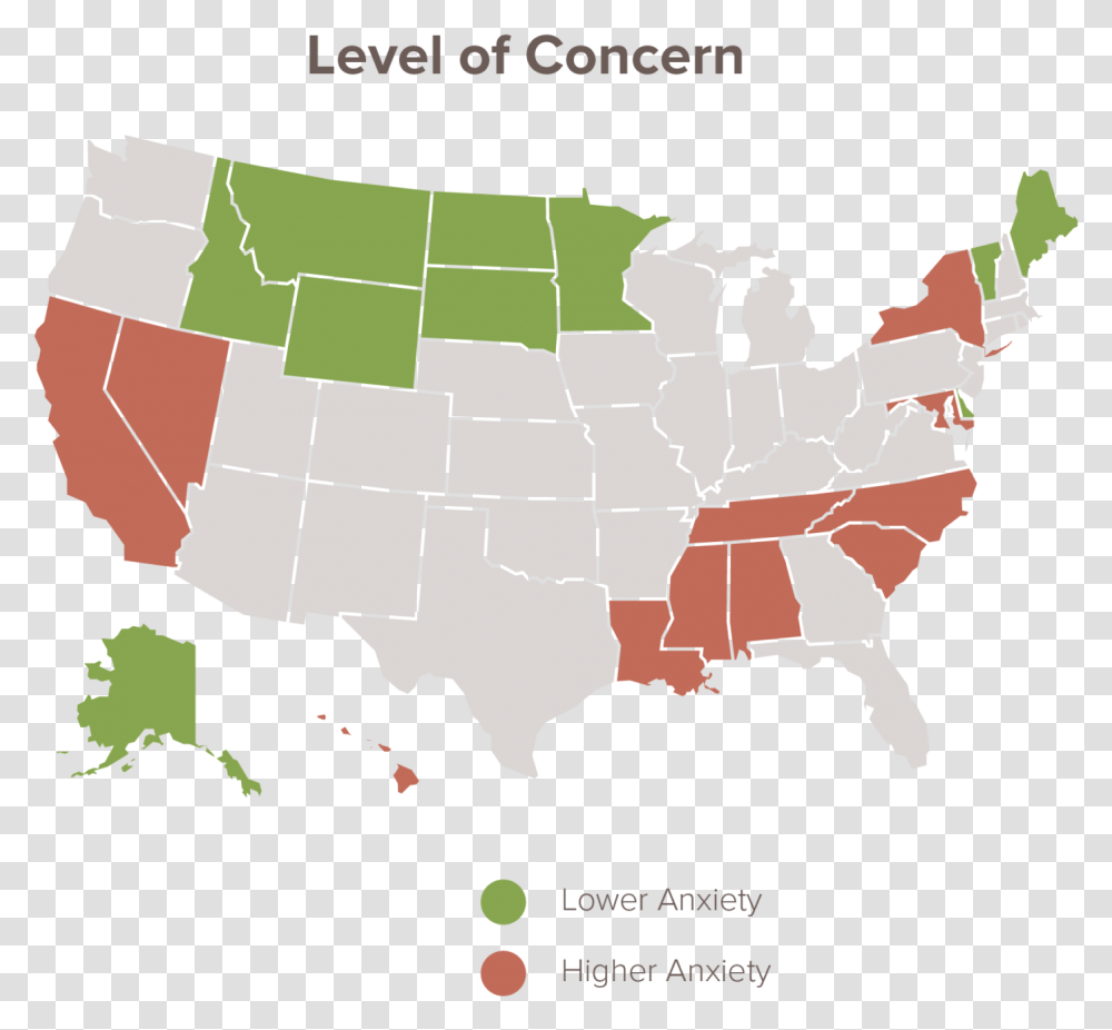 Level Of Concern Across The Us Map Showing Highest Most Asian States In America, Diagram, Plot, Atlas, Poster Transparent Png