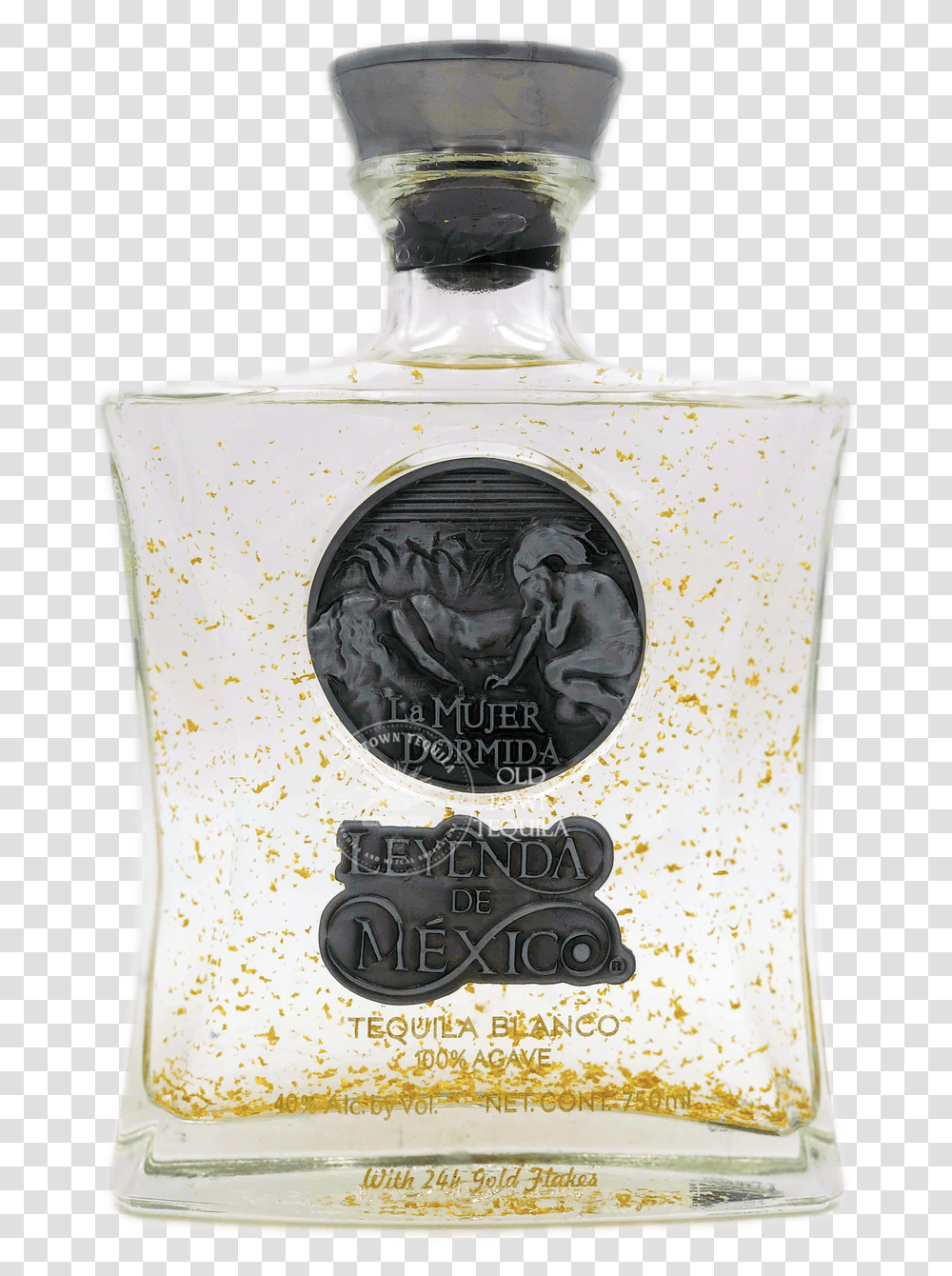 Leyenda De Mexico Blanco Tequila With 24 Gold Flake Perfume, Liquor, Alcohol, Beverage, Drink Transparent Png