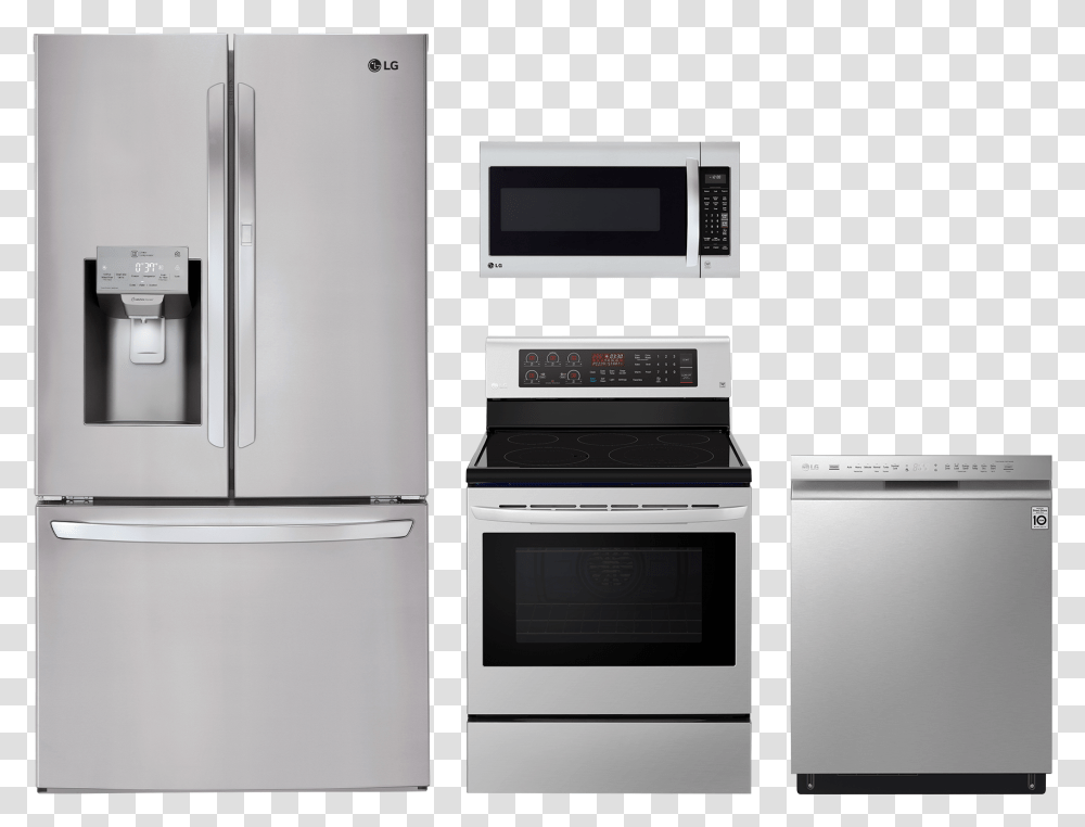Lg 4 Piece Kitchen Suite, Refrigerator, Appliance, Oven, Microwave Transparent Png
