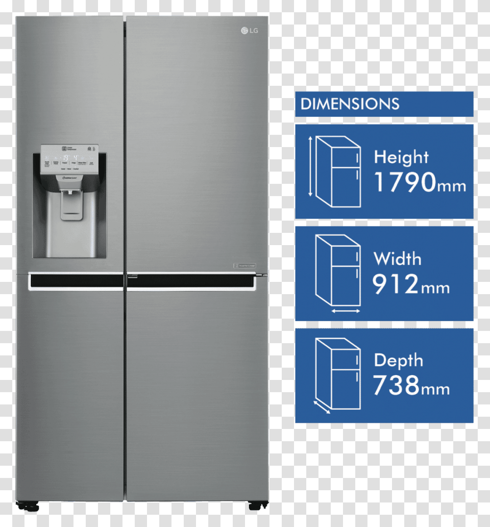 Lg Gsm760pzxz American Fridge Freezer Westinghouse 702l French Door Fridge, Appliance, Refrigerator Transparent Png