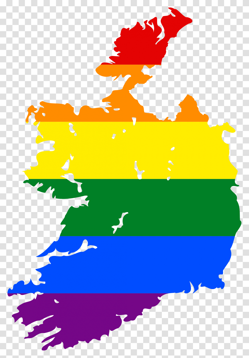 Lgbt Flag Map Of Ireland Ireland Flag Map, Diagram, Bird, Animal, Plot Transparent Png