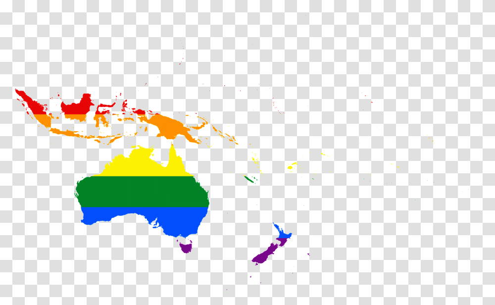Lgbt Flag Map Of Oceania Southeast Asia And Western Pacific, Nature, Outdoors, Land, Plot Transparent Png