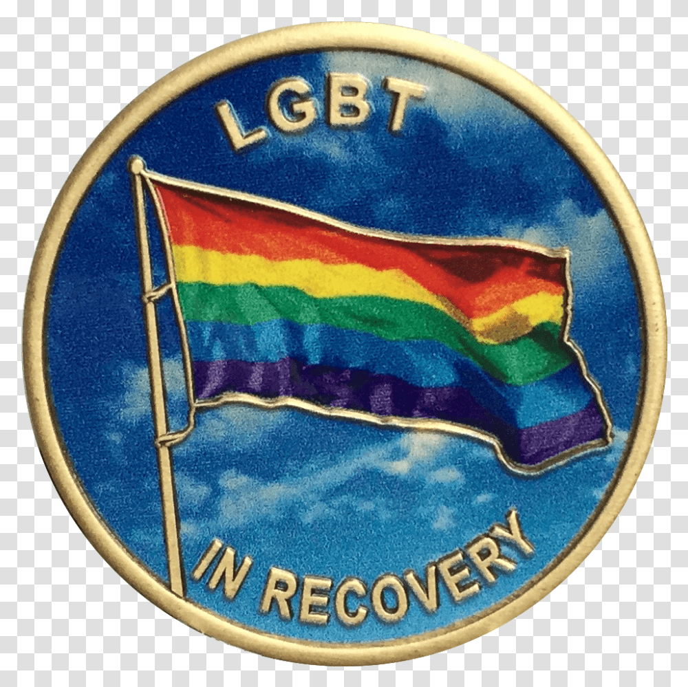 Lgbt In Recovery Bronze Rainbow Flag Color Sobriety Medallion Aa Na Lgbt Aa, Logo, Symbol, Trademark, Badge Transparent Png