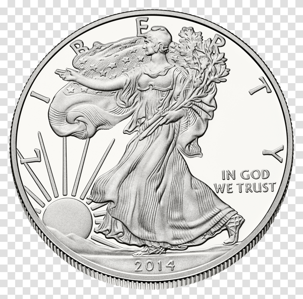 Liberty 1 Obverse American Silver Eagle, Coin, Money, Painting Transparent Png